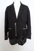 【セール】LEGENDA ジャケット.ドロップショルダーBIGライダーステーラード /ブラック/M O-23-07-11-021-LE-ja-YM-ZT373
