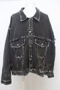 【セール】GRAMOUR ジャケット.ペイントコーティングオーバーサイズトラッカー /グレー/ O-23-07-11-033-RA-ja-YM-ZT379