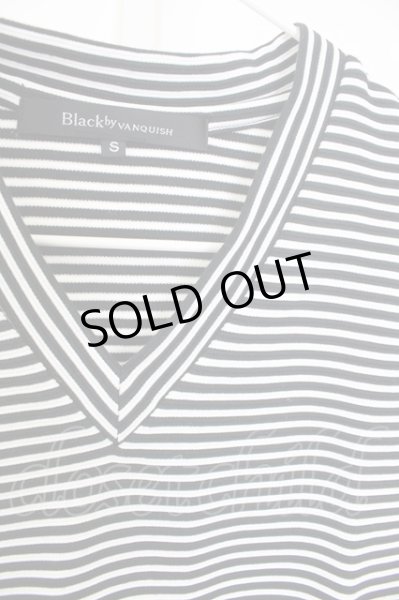 画像3: Black by VANQUISH Tシャツ.リップルボーダーVネック T-23-07-14-006-Bl-ts-YM-ZT058 (3)