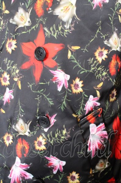 画像3: NO ID. BLACK コート.【タグ付き】フラワープリントトレンチ /ブラックｘレッド/2 O-23-07-26-007-NO-ou-YM-ZT226 (3)