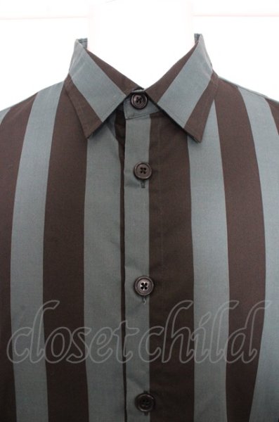 画像2: Casper John シャツ.オーバーシルエットストライプ /ブルーグレイｘブラック/ O-23-07-26-013-Ca-sh-YM-ZT052 (2)