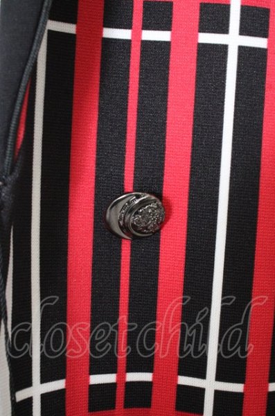 画像2: SOS TE NUTO ジャケット.【タグ付き】パターン切り替えホックテーラード /ブラックｘレッドｘホワイト/46 O-23-07-26-015-SO-ja-YM-ZT229 (2)