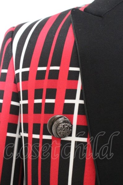 画像3: SOS TE NUTO ジャケット.【タグ付き】パターン切り替えホックテーラード /ブラックｘレッドｘホワイト/46 O-23-07-26-015-SO-ja-YM-ZT229 (3)