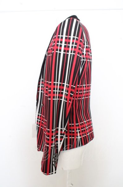 画像4: SOS TE NUTO ジャケット.【タグ付き】パターン切り替えホックテーラード /ブラックｘレッドｘホワイト/46 O-23-07-26-015-SO-ja-YM-ZT229 (4)