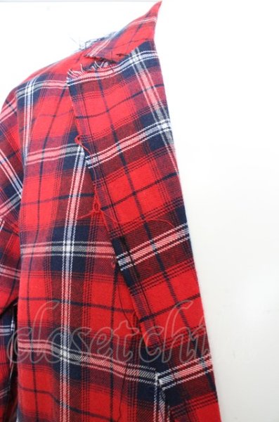 画像2: LEGENDA コート.カットオフタータン五分袖シャツ /レッド/ O-23-07-26-017-LE-ou-YM-ZT182 (2)