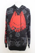 【SALE】NieR Clothing パーカー.PULLOVER PARKA【RED FACE】 /ブラック?レッド/F O-23-08-09-008-Ni-to-IG-ZT180