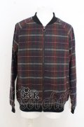 【SALE】NieR Clothing ジャケット.ロゴ刺繍チェックブルゾン /レッド×グリーンチェック/F O-23-08-09-026-Ni-ja-IG-ZT058