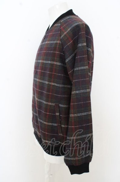 画像2: NieR Clothing ジャケット.ロゴ刺繍チェックブルゾン /レッド×グリーンチェック/F O-23-08-09-026-Ni-ja-IG-ZT058 (2)