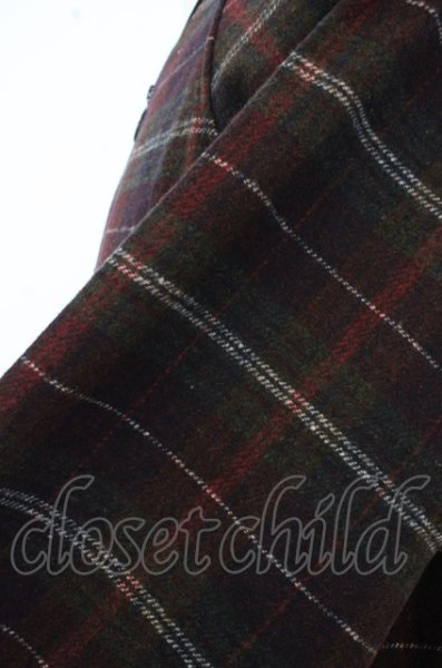 画像3: NieR Clothing ジャケット.ロゴ刺繍チェックブルゾン /レッド×グリーンチェック/F O-23-08-09-026-Ni-ja-IG-ZT058 (3)