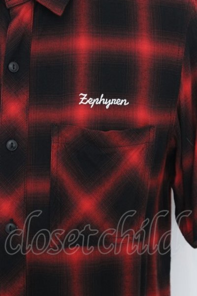 画像2: 【SALE】Zephyren シャツ.チェックネル五分袖 /レッド/M O-23-08-19-038-Ze-sh-YM-ZT430