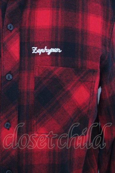 画像2: Zephyren シャツ.チェックネル /レッド/L O-23-08-19-039-Ze-sh-YM-ZT160 (2)