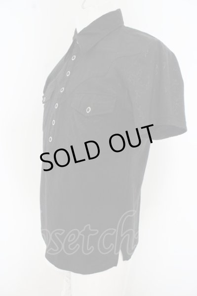 画像3: TORNADO MART Tシャツ.ボタニカルジャガード切り替え /ブラック/L O-23-08-24-028-TO-to-YM-ZT443 (3)