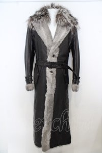TORNADO MART コート.マキシレザーコンビファー'19AW /ブラック/M