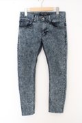 【WINTERセール】NO ID. BLACK パンツ.ストレッチワイヤープリントケミカルウォッシュ /ブルー/1 O-23-09-01-031-NO-pa-YM-ZT353