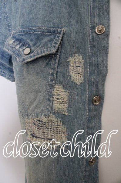 画像2: JACKROSE シャツ.リペアデニムウエスタンSS /ライトインディゴ/3 O-23-09-15-053w-1-sh-JA-m-YM-ZT357 (2)