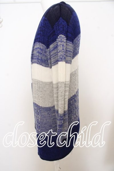 画像2: BUFFALO BOBS カーディガン.パネル切り替えニット /ホワイトｘブルー/3 O-23-09-15-020w-1-to-BU-m-YM-ZT032 (2)