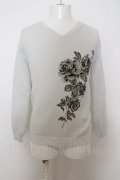 TORNADO MART / 【タグ付き】刺繍風花プリントスムースVネックニット’20AW O-23-10-28-021-TO-to-YM-ZT456