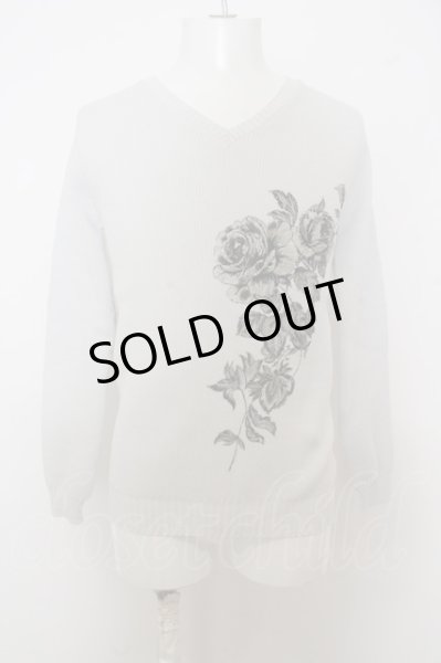 画像1: TORNADO MART / 【タグ付き】刺繍風花プリントスムースVネックニット’20AW O-23-10-28-021-TO-to-YM-ZT041 (1)