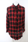 【WINTERセール】JURY BLACK / リボン付きチェックネルシャツ O-23-12-01-033-JU-sh-YM-ZT136