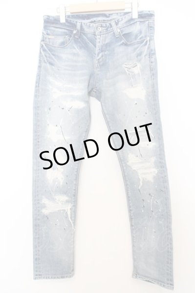 画像1: LUDI / ペインティングダメージストレッチデニムパンツ O-23-12-30-1020-BE-pa-YM-ZT033 (1)