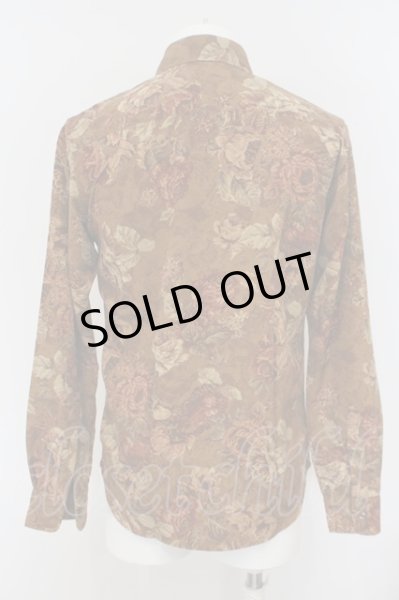 画像2: TORNADO MART / フラワー転写モールスキンシャツ M ブラウン O-24-01-28-032-TO-sh-YM-ZT385 (2)