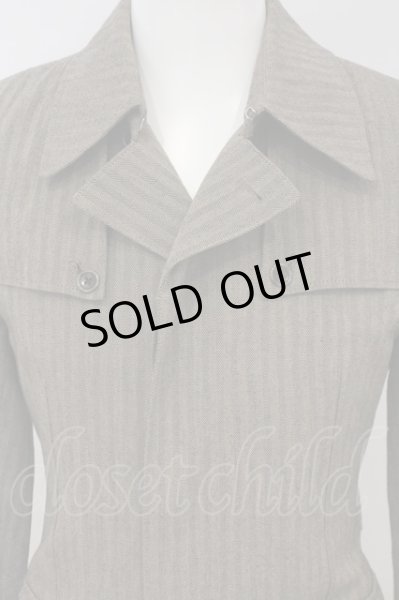 画像2: TORNADO MART / ヘリンボーンストライプロング比翼コート M グレー O-24-01-28-043-TO-ou-YM-ZT-M121 (2)