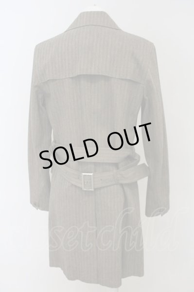 画像4: TORNADO MART / ヘリンボーンストライプロング比翼コート M グレー O-24-01-28-043-TO-ou-YM-ZT-M121 (4)