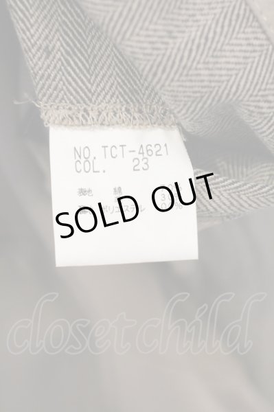 画像5: TORNADO MART / ヘリンボーンストライプロング比翼コート M グレー O-24-01-28-043-TO-ou-YM-ZT-M121 (5)