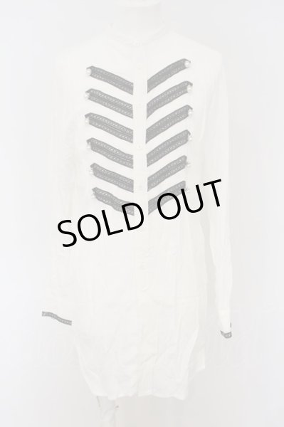 画像1: BACKSTAGE PASS / BONAPARTE(ボナパルト)ナポレオン ビッグシルエット ロング シャツ F ホワイト×ブラック O-24-01-28-050-BA-sh-IG-ZT372 (1)