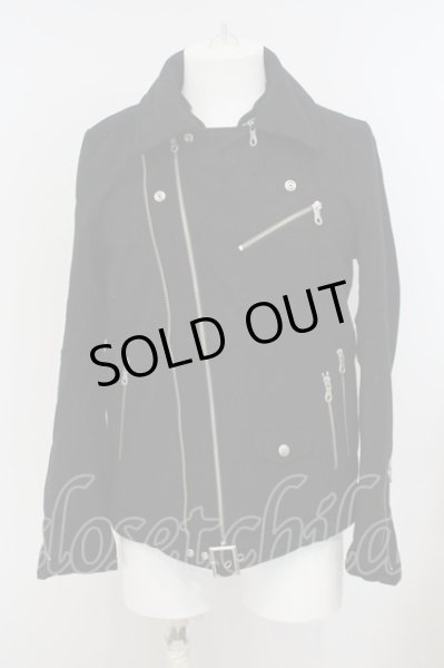 画像2: NO ID. / メルトンツイントラックライダースジャケット 2 ブラック O-24-01-28-018-NO-ja-YM-ZT441 (2)