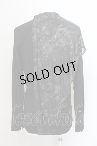 画像2: SOS TE NUTO / ドレープレイヤードレスシャツ 2 ブラックｘシルバー O-24-01-31-004-SO-sh-YM-ZT378 (2)