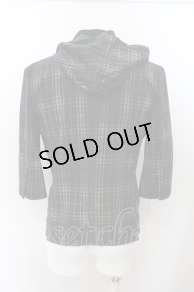 画像2: SOS TE NUTO / コーティングタータン五分袖テーラードジャケット 48 ブラック O-24-01-31-008-SO-ja-YM-ZT380 (2)