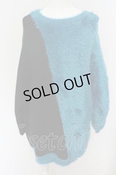 画像1: NO ID. BLACK / フェザーヤーン切替ドルマンスリーブニット ONE グリーンｘブラック O-24-02-04-003-NO-ja-YM-ZT047 (1)