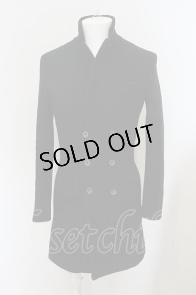 画像2: Black by VANQUISH / GRUPPO ウールメルトンダブルチェスターコート S ブラック O-24-02-04-037-Bl-ou-YM-ZT-M131 (2)