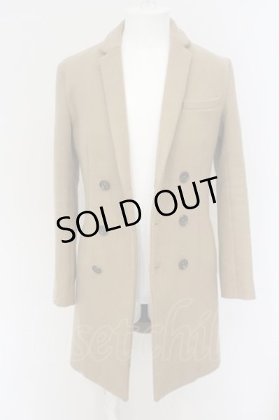 画像3: Black by VANQUISH / GRUPPO ウールメルトンダブルチェスターコート S ベージュ O-24-02-04-048-Bl-ou-YM-ZT-M009 (3)