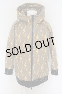 NO ID. BLACK / フリンジニットフーデッドZIPポンチョ ONE グレー O-26