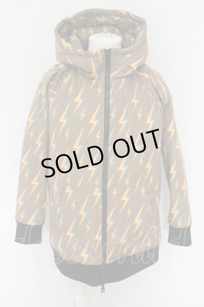 画像1: NO ID. BLACK / シンサレートサンダープリントフーデッドBLZ 中綿ジャケット ONE ベージュ O-24-02-19-001-NO-ou-YM-ZT-M012 (1)