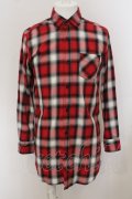 【WINTERセール】agr AnotheR aGitation / Cottton Check Zip シャツ M レッド O-24-02-19-050-ag-sh-YM-ZT355