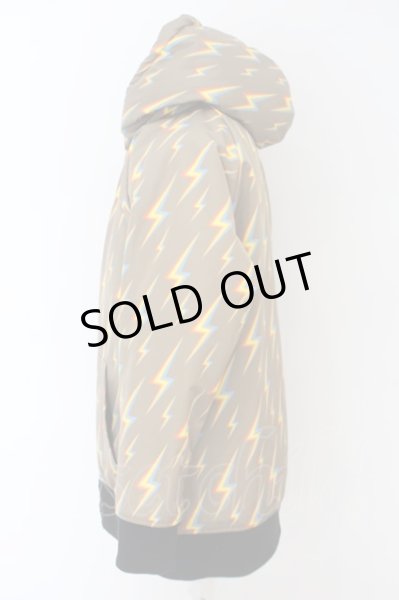 画像2: NO ID. BLACK / シンサレートサンダープリントフーデッドBLZ 中綿ジャケット ONE ベージュ O-24-02-19-001-NO-ou-YM-ZT-M012 (2)