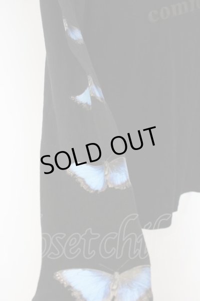 画像2: NO ID. BLACK / バタフライプリントロンT　カットソー ONE ブラック O-24-02-19-006-NO-to-YM-ZT060 (2)