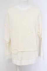 【SALE】NO ID. BLACK / クラッシュレイヤードBIG-T Tシャツ ONE ホワイト O-24-02-19-010-NO-ts-YM-ZT058