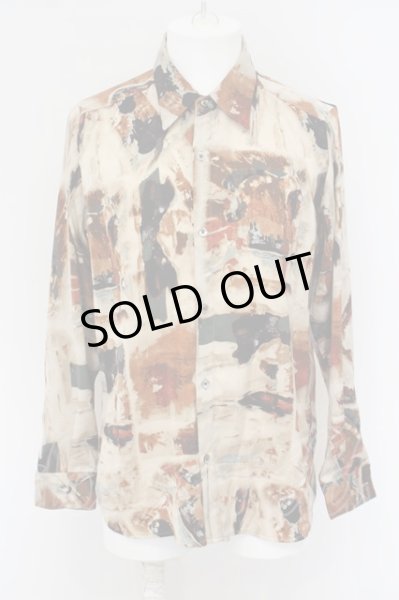 画像1: NO ID. / アブストラクトプリントSH シャツ 1 ブラウン O-24-02-19-011-NO-sh-YM-ZT060 (1)