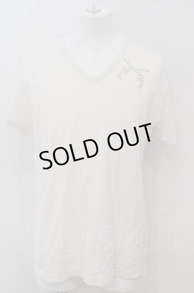 画像1: roar / swarovski pistol VネックTシャツ 3 ホワイト O-24-02-23-049-ro-ts-YM-ZT268 (1)