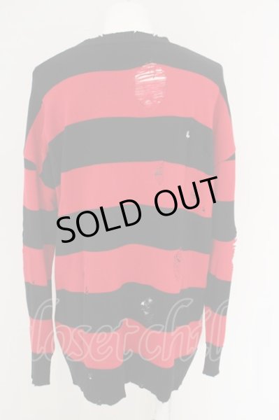 画像2: NO ID. BLACK / CニットボーダーラダニングC/N-BIGプルオーバー ONE レッドｘブラック O-24-02-23-114-NO-to-YM-ZT232 (2)