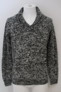 【セール】BERNINGS-SHO / ケーブル編みショールカラーニットソー M グレー O-24-02-23-026-BE-to-YM-ZT284
