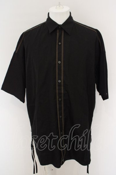 画像1: TORNADO MART / ステッチ半袖BIGシャツ M ブラック O-24-02-25-014-TO-sh-YM-ZT246