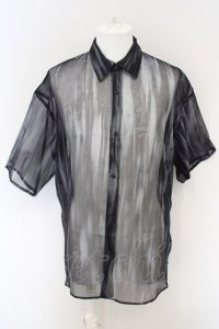 【SALE】HARE / 総柄透け半袖ワイドシャツ F ブラック O-24-02-29-037-HA-sh-YM-ZT090