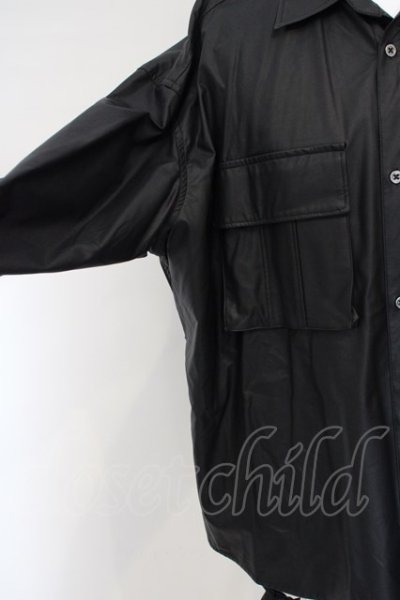 画像2: CIVARIZE / PUレザーオーバーサイズミリタリーシャツ F ブラック O-24-02-29-057-CI-sh-YM-OS