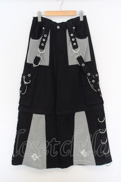 画像1: REFLEM / 2WAYワイドボンテージパンツ F ブラックｘホワイト O-24-02-29-072-RE-pa-YM-ZT119 (1)
