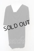 【セール】NO ID. / コットンモダール5分袖ドレープカットソー Tシャツ 2 ブラック O-24-02-29-008-NO-ts-YM-ZT086